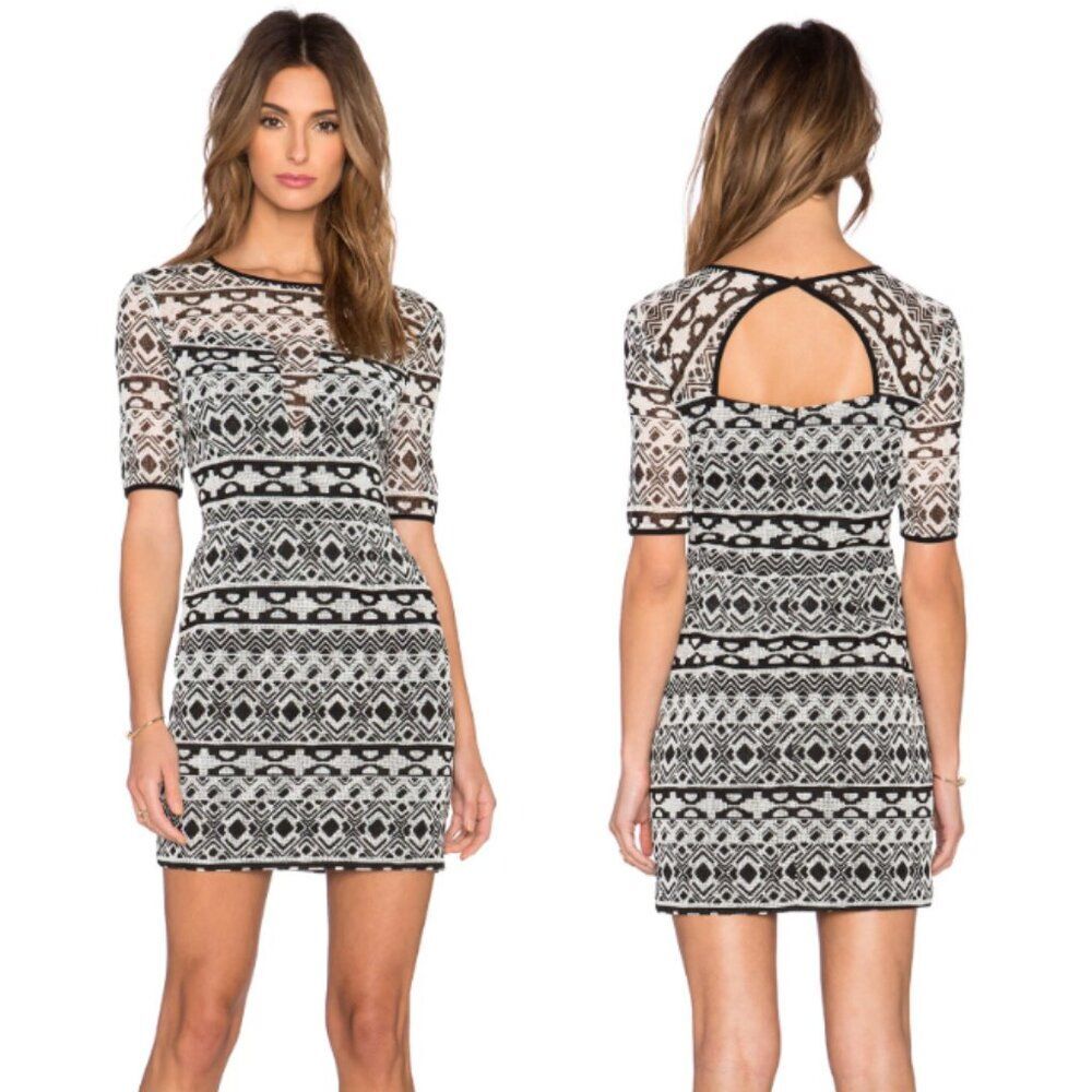 Black Halo Revolve Weston Mini Sheath Dress in Aztec Print size 4